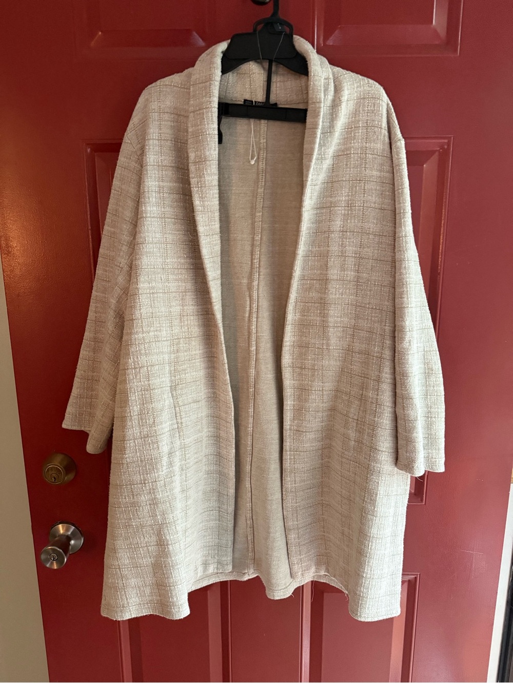 Zara Cream Open-Front Textured Coatigan